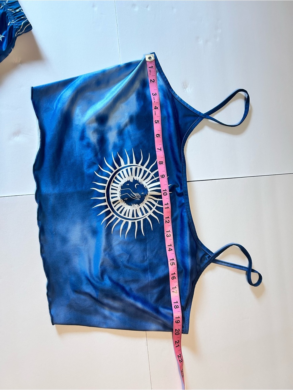 Satin Sun & Moon Navy Blue Cami and Shorts Sleep Set - Picture 8 of 10